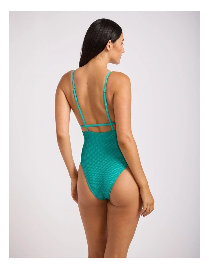 High Tide V Neck One Piece in Long Island Green image 3