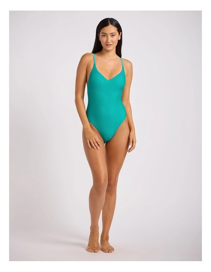 High Tide V Neck One Piece in Long Island Green image 5