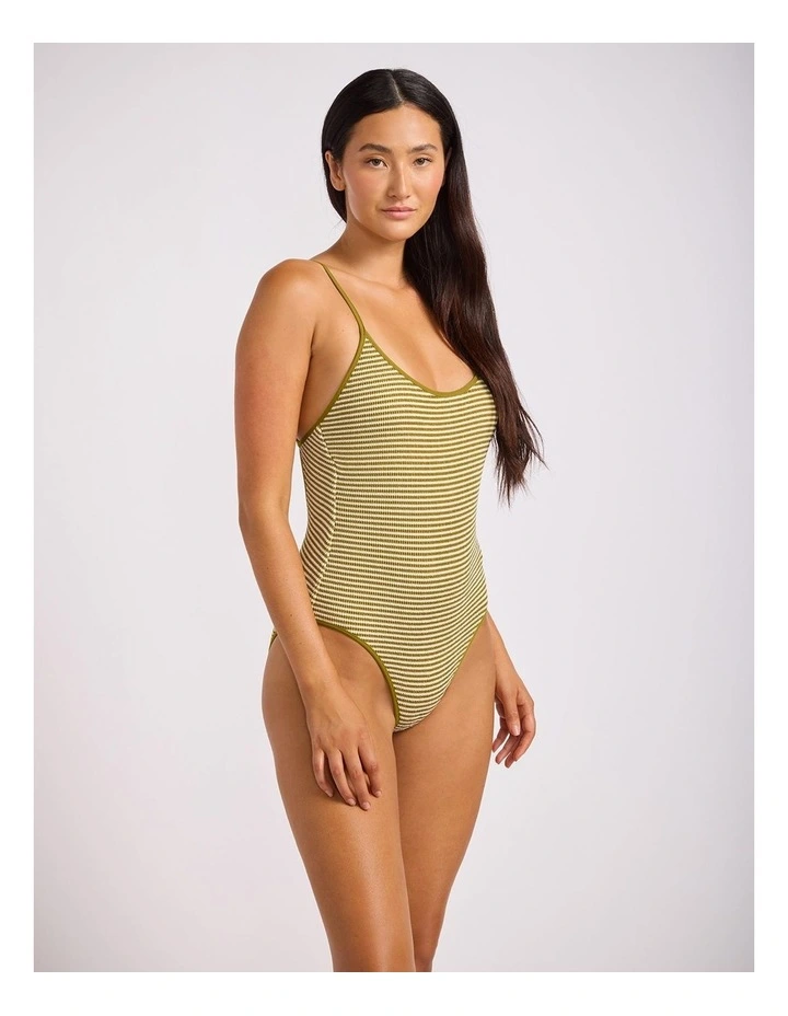 Horizons Scoop Neck Tie Back One Piece in Guacamole image 2