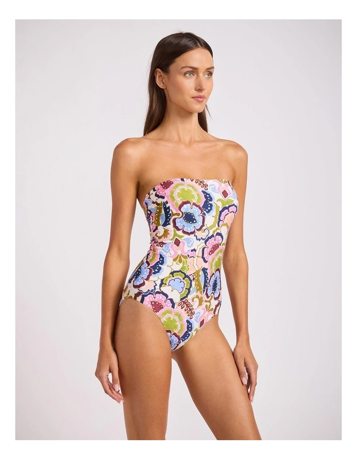 SeaBlossom Bandeau One Piece in Vanilla Floral Print image 2