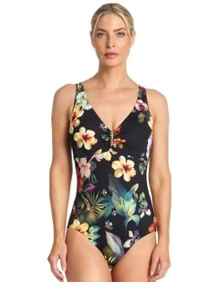 Hibiscus DD/E Bar Front One Piece in Black