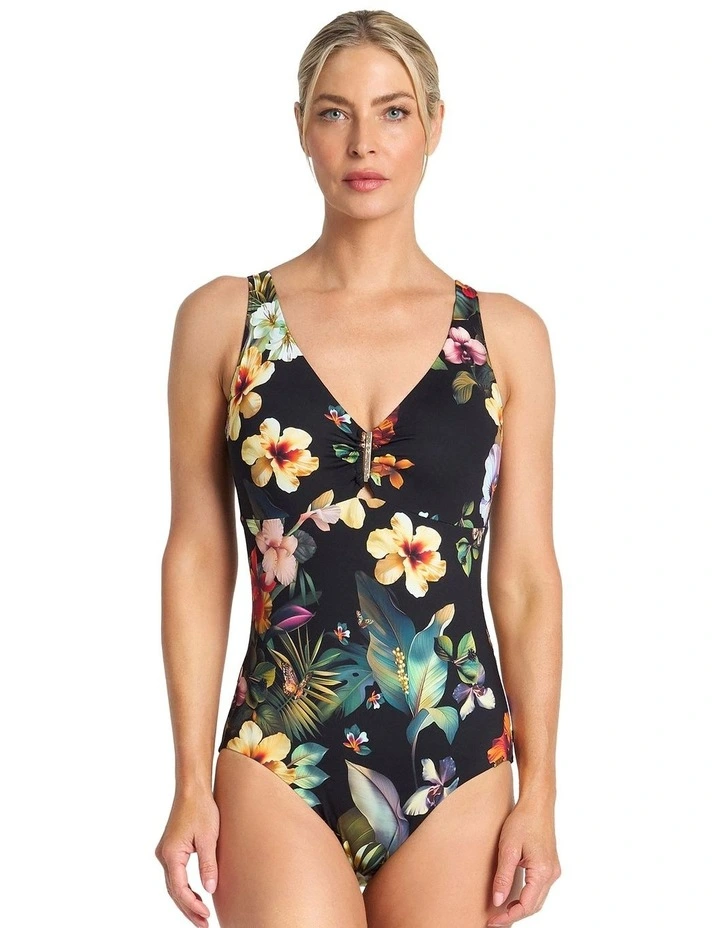 Hibiscus DD/E Bar Front One Piece in Black image 1