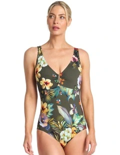 Hibiscus DD/E Bar Front One Piece in Green