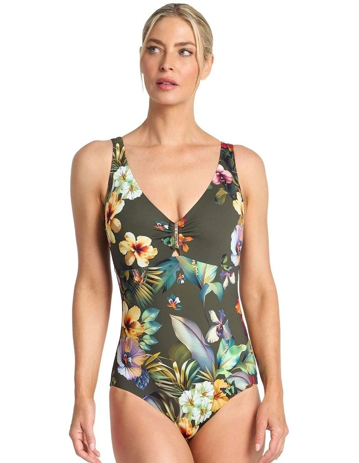 Hibiscus DD/E Bar Front One Piece in Green image 1