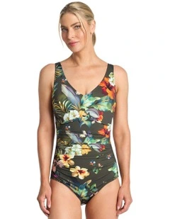 Hibiscus Multi Ruched One Piece in Green