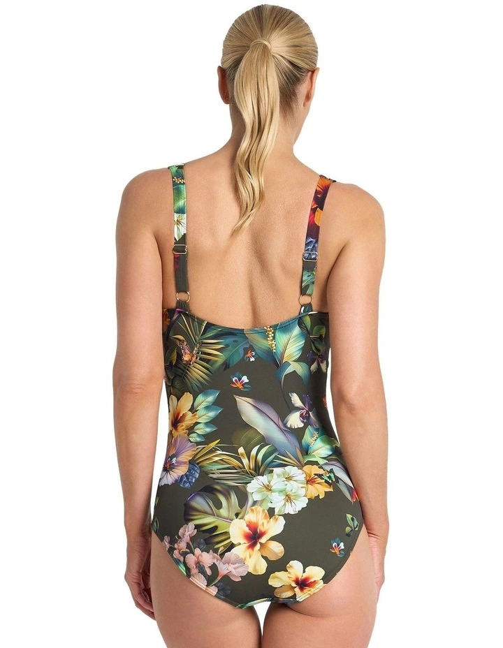 Hibiscus Multi Ruched One Piece in Green image 2