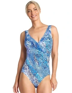 Tigeress Mesh Frill One Piece in Blue