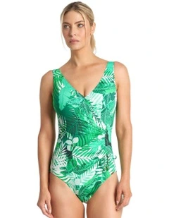 Keanu Gathered Surplice One Piece in Green