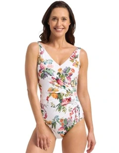 Abbie Gathered Surplice One Piece in White
