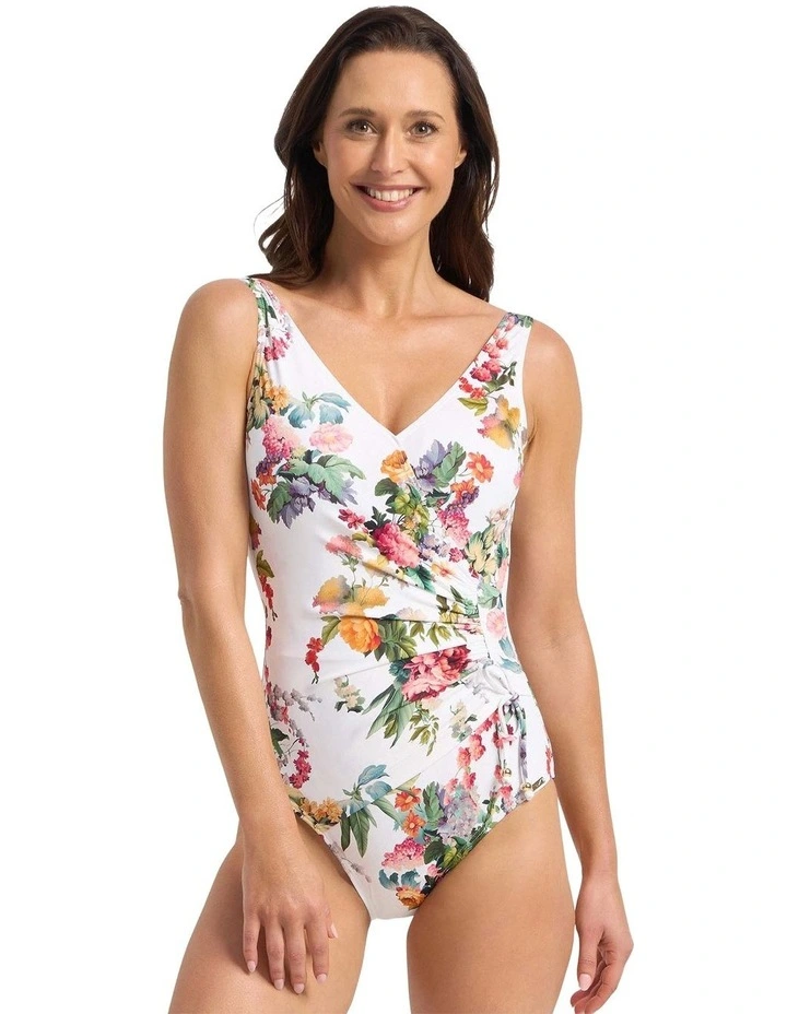 Abbie Gathered Surplice One Piece in White image 1