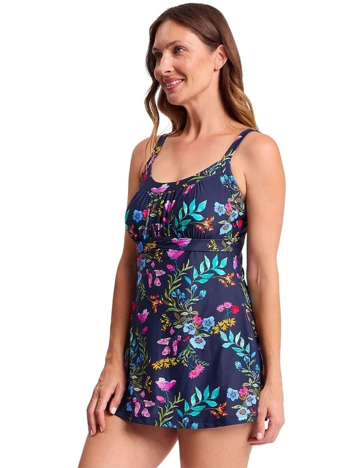 Jantzen Select Empire Swim Dress in Navy and Multi Floral Print image 3