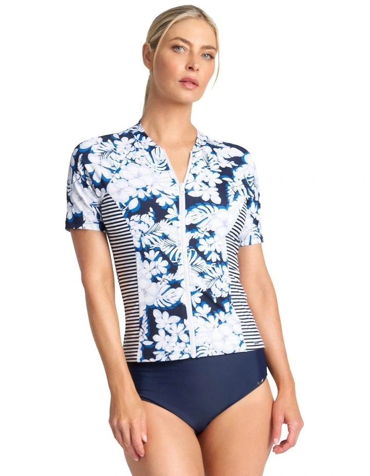 Anchor Short Sleeve Mastectomy Rashie in Multi image 2