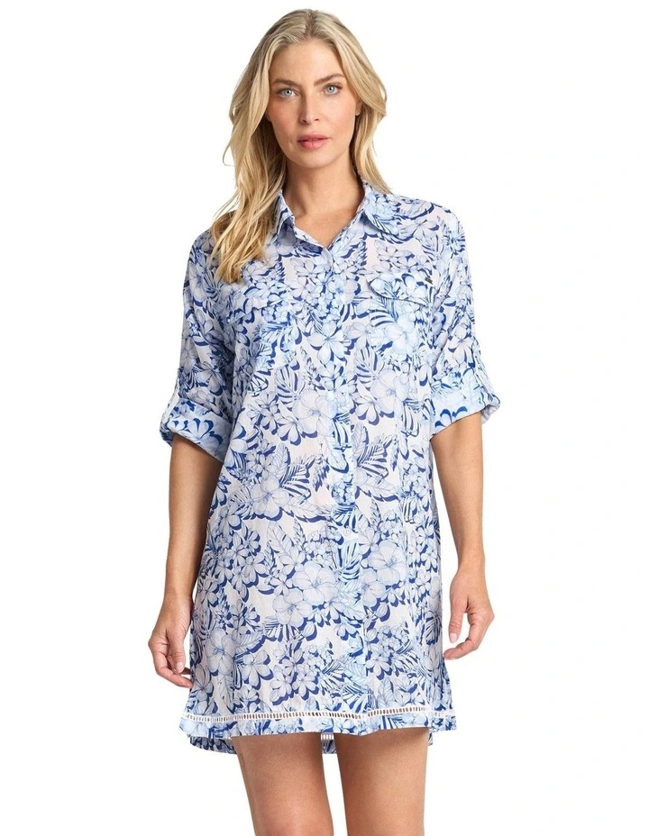 Anchor Ladder Button Shirt in White image 1