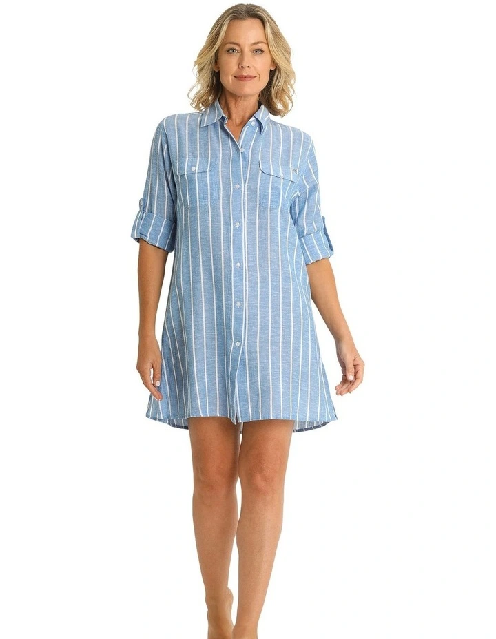 Chains Button Through Shirt in Blue image 1