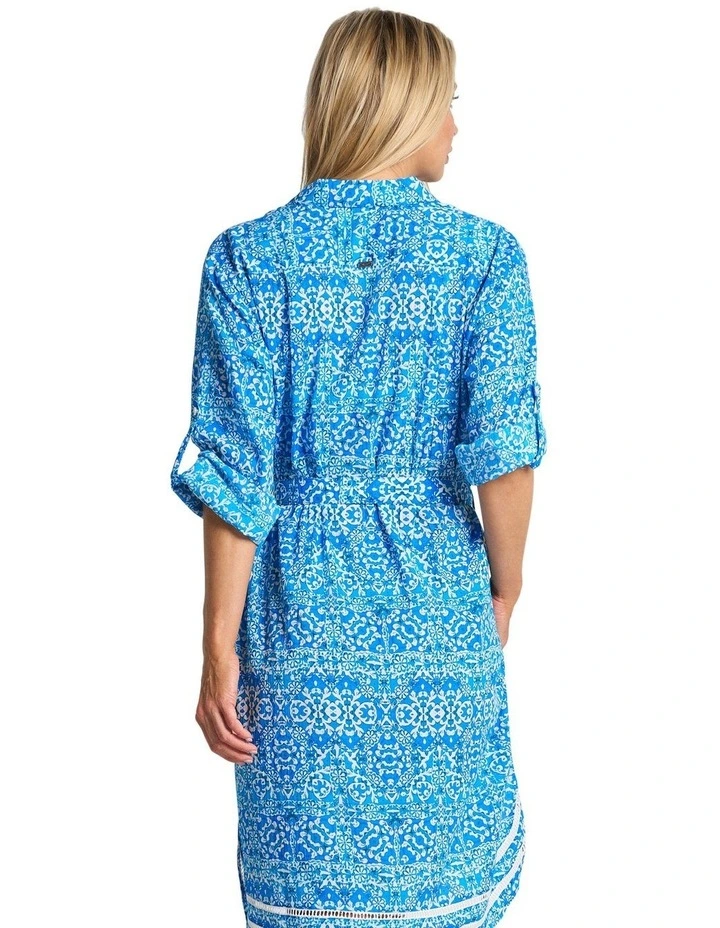 Bazaar Ladder Button Dress in Blue image 3