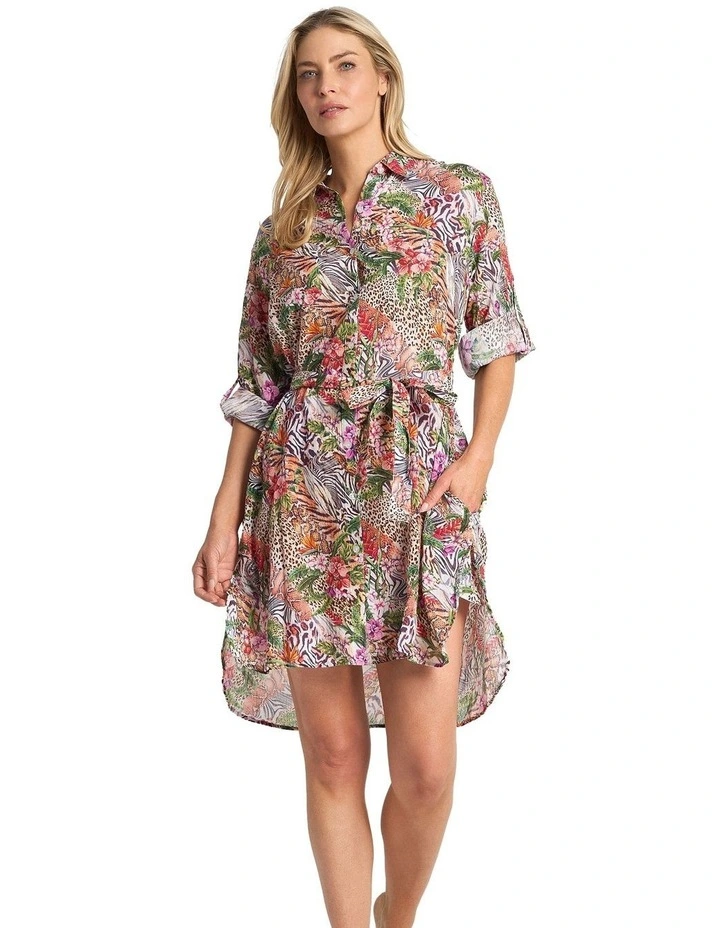 Lilymaze Button Through Dress in Multi image 1