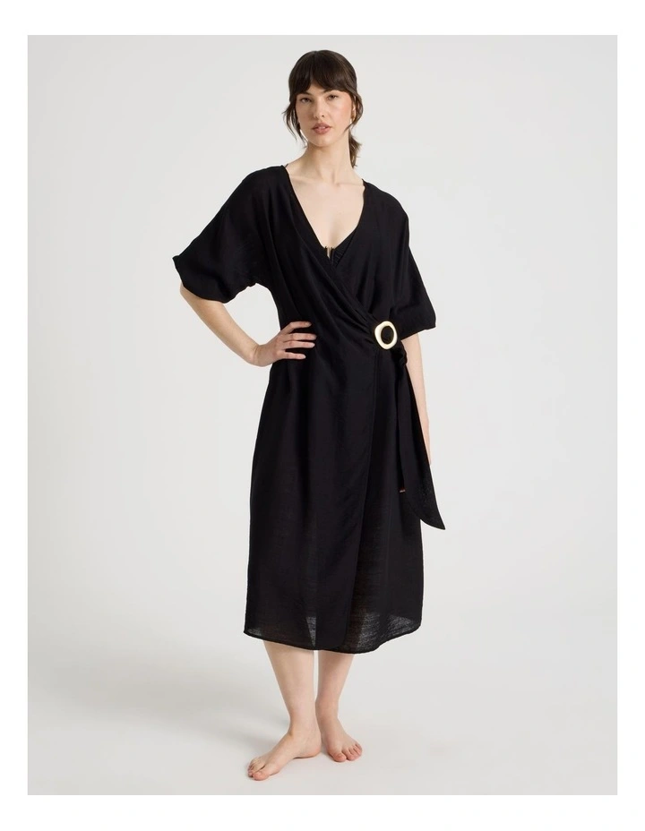 Vivienne Wrap Overswim Dress in Black image 1