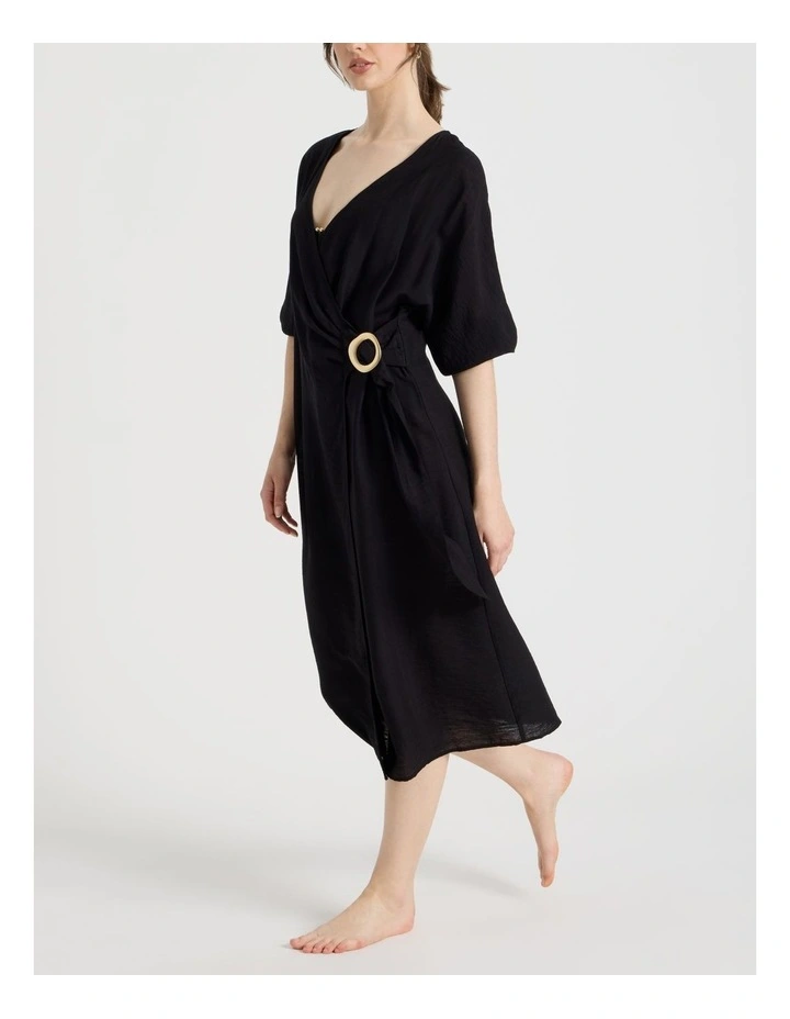 Vivienne Wrap Overswim Dress in Black image 2