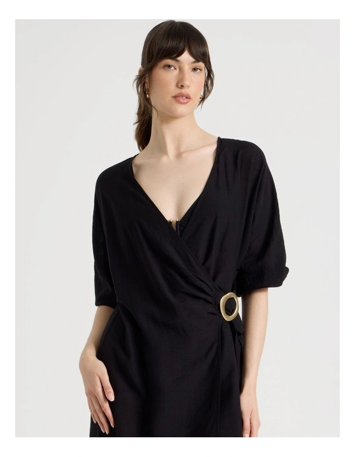 Vivienne Wrap Overswim Dress in Black image 3