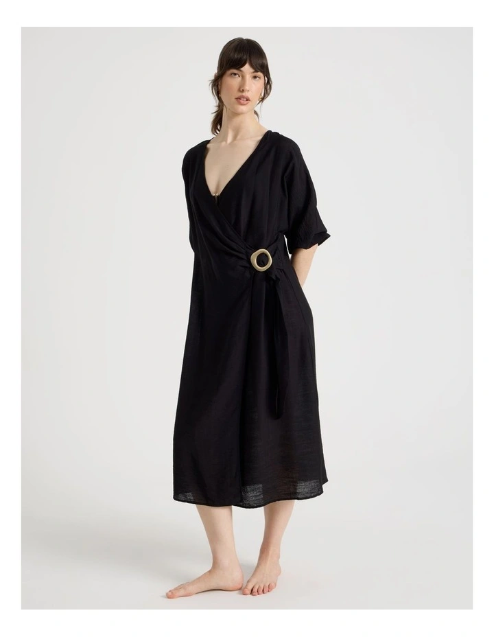 Vivienne Wrap Overswim Dress in Black image 4