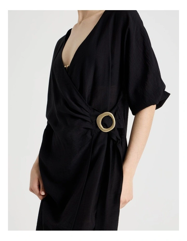Vivienne Wrap Overswim Dress in Black image 5