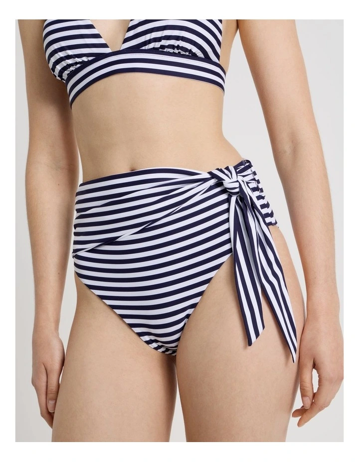 Laurel High Swim Bottom in Navy Stripe image 2
