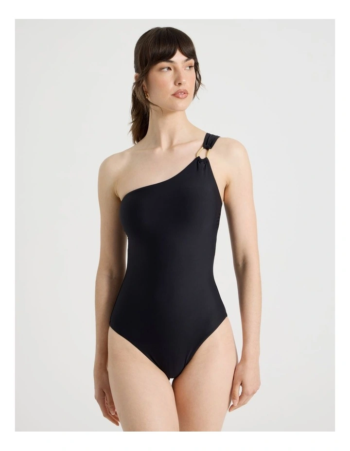 Celeste One Shoulder Swimsuit in Black image 2