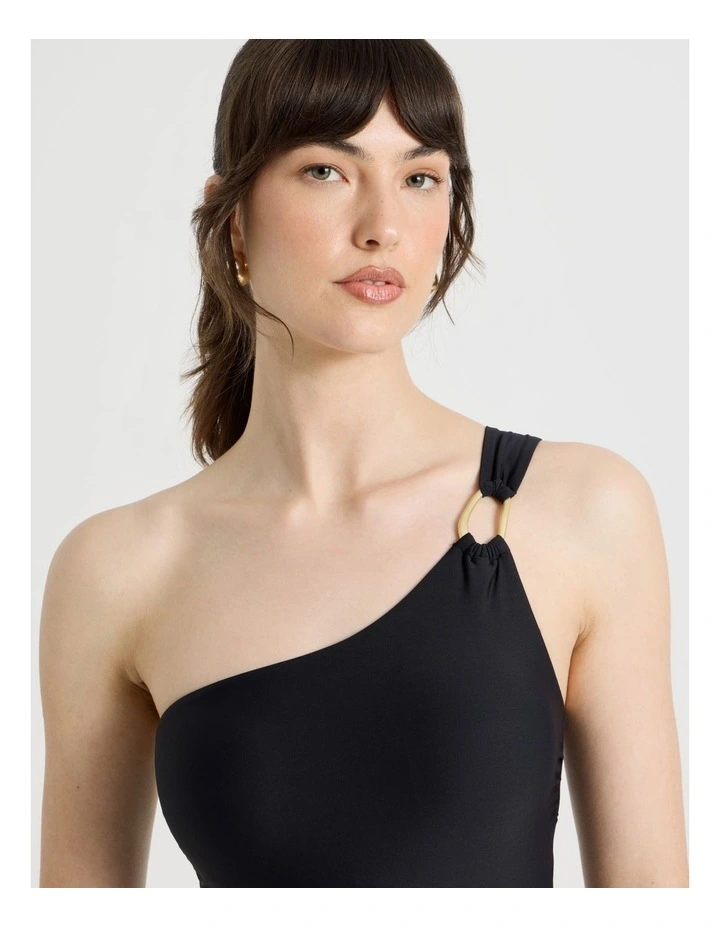 Celeste One Shoulder Swimsuit in Black image 5