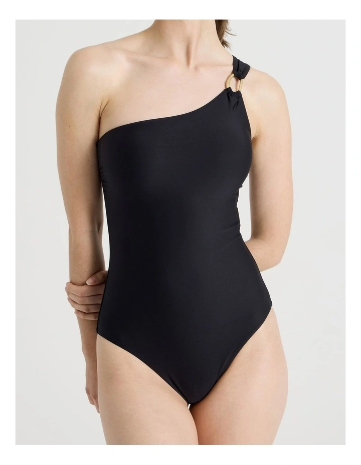 Celeste One Shoulder Swimsuit in Black image 7