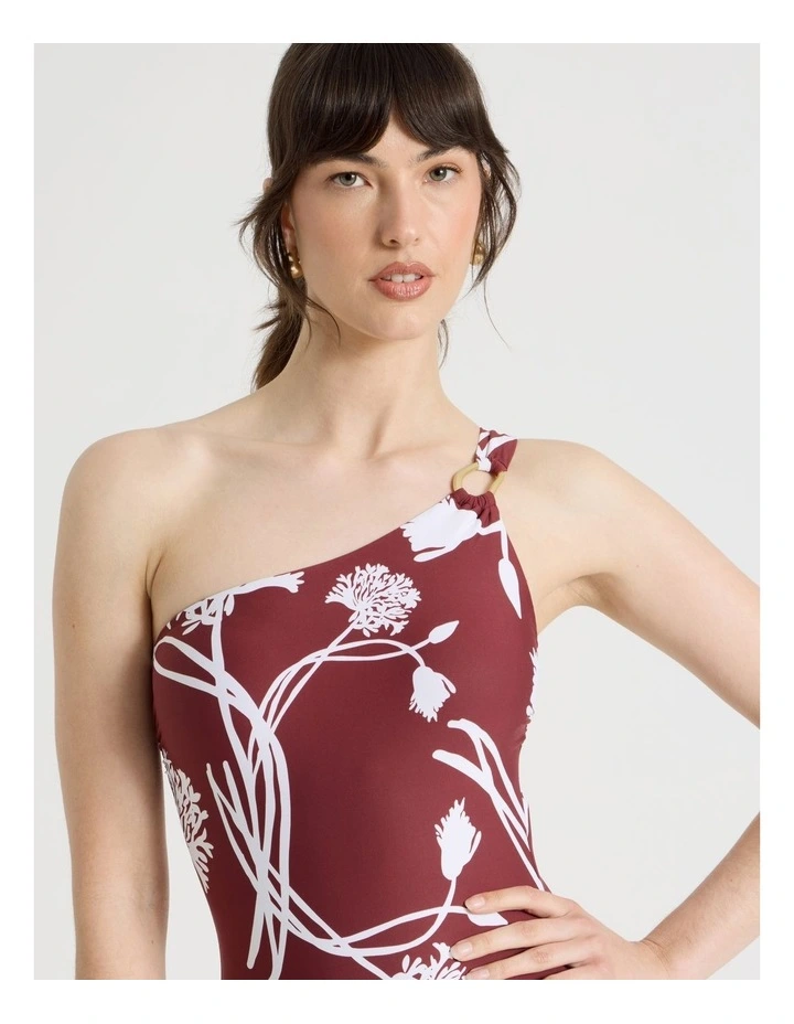 Celeste One Shoulder Swimsuit in Pinot Dandelion image 2