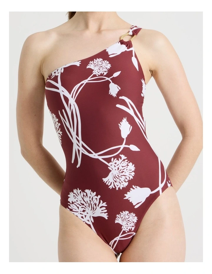 Celeste One Shoulder Swimsuit in Pinot Dandelion image 3