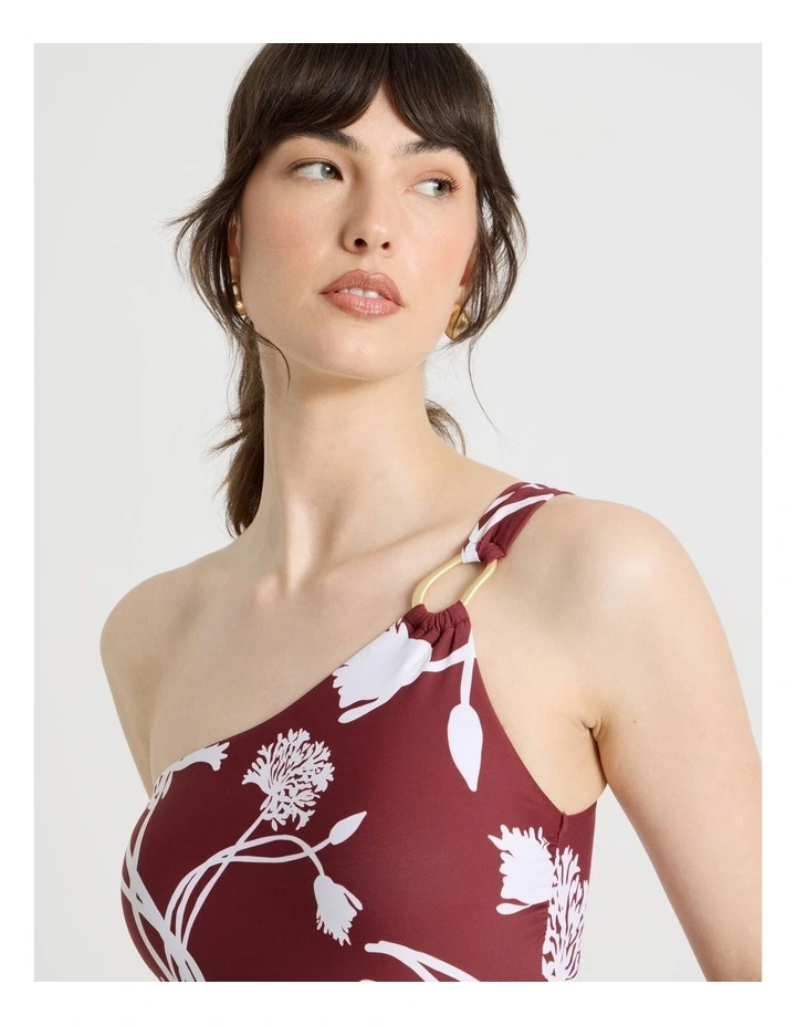 Celeste One Shoulder Swimsuit in Pinot Dandelion image 4