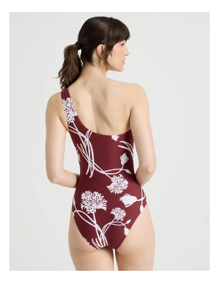 Celeste One Shoulder Swimsuit in Pinot Dandelion image 5