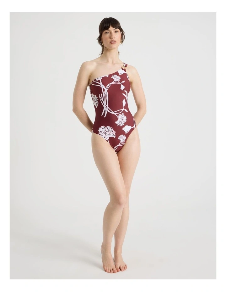 Celeste One Shoulder Swimsuit in Pinot Dandelion image 6