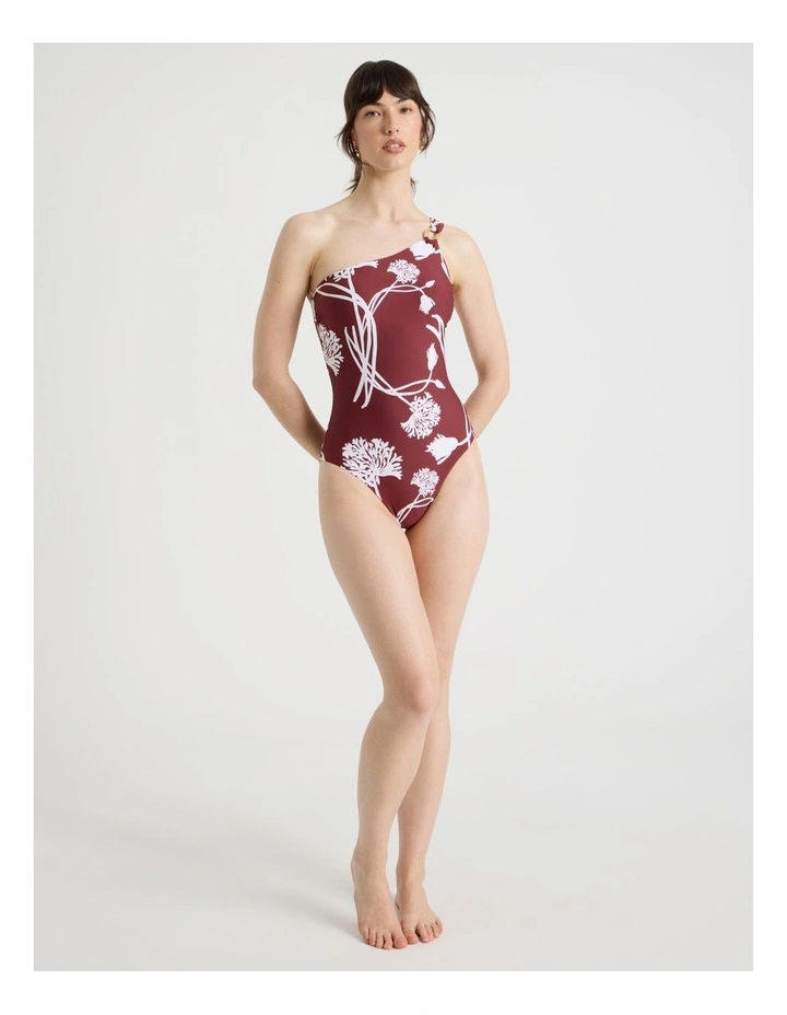 Celeste One Shoulder Swimsuit in Pinot Dandelion image 6