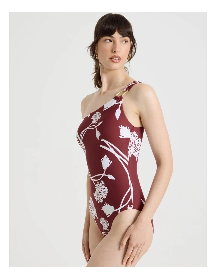 Celeste One Shoulder Swimsuit in Pinot Dandelion image 7