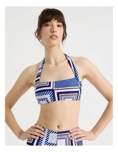 Michelle Swim Top in Navy Scarf Print