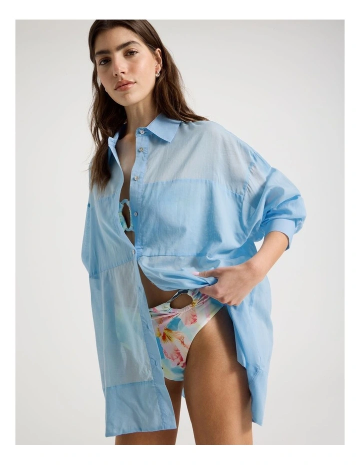 Maxine Sheer Overswim Shirt in Blue image 4