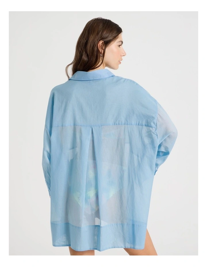 Maxine Sheer Overswim Shirt in Blue image 5