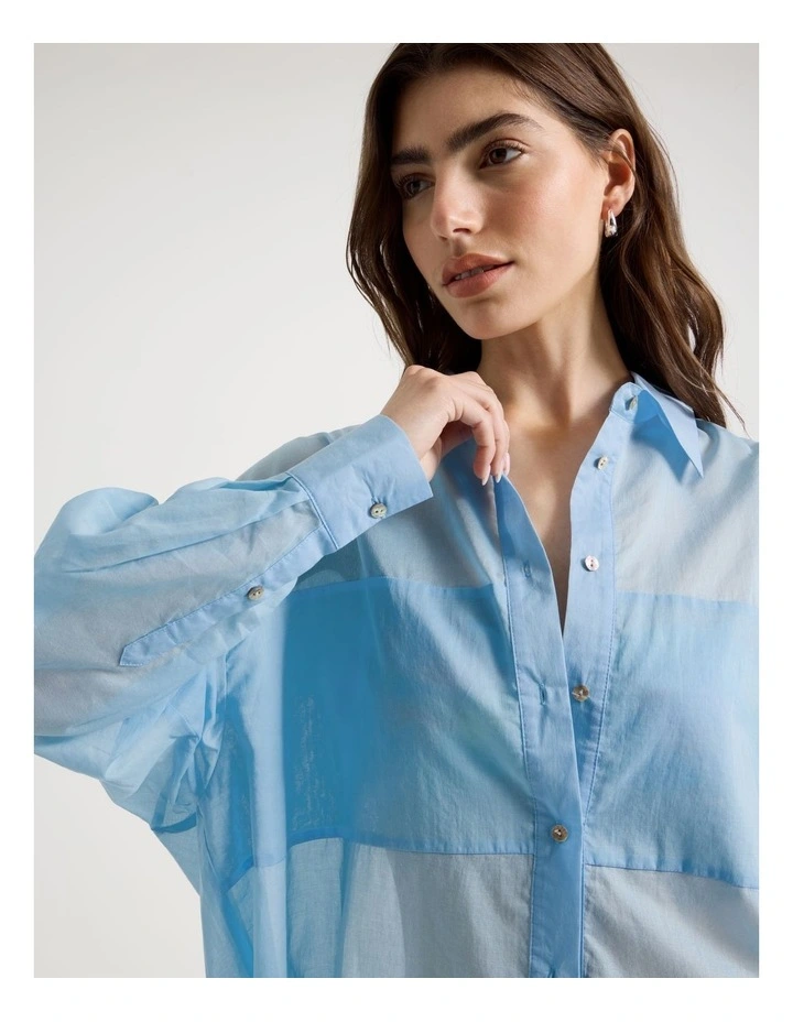 Maxine Sheer Overswim Shirt in Blue image 6