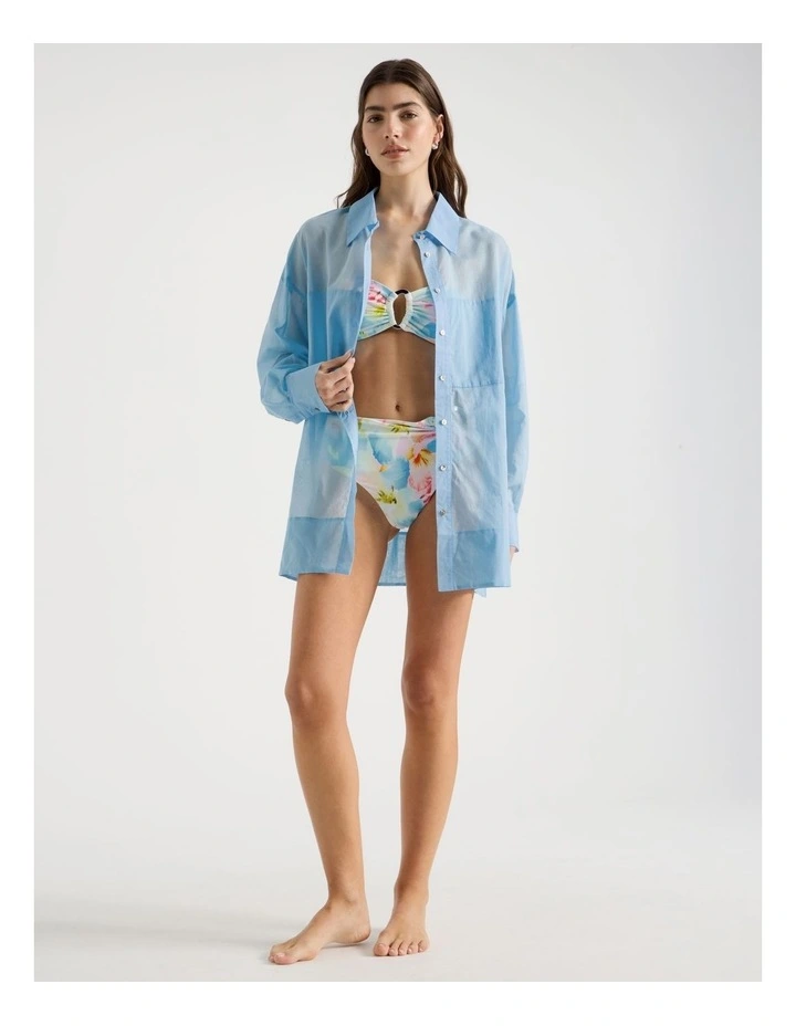 Maxine Sheer Overswim Shirt in Blue image 7