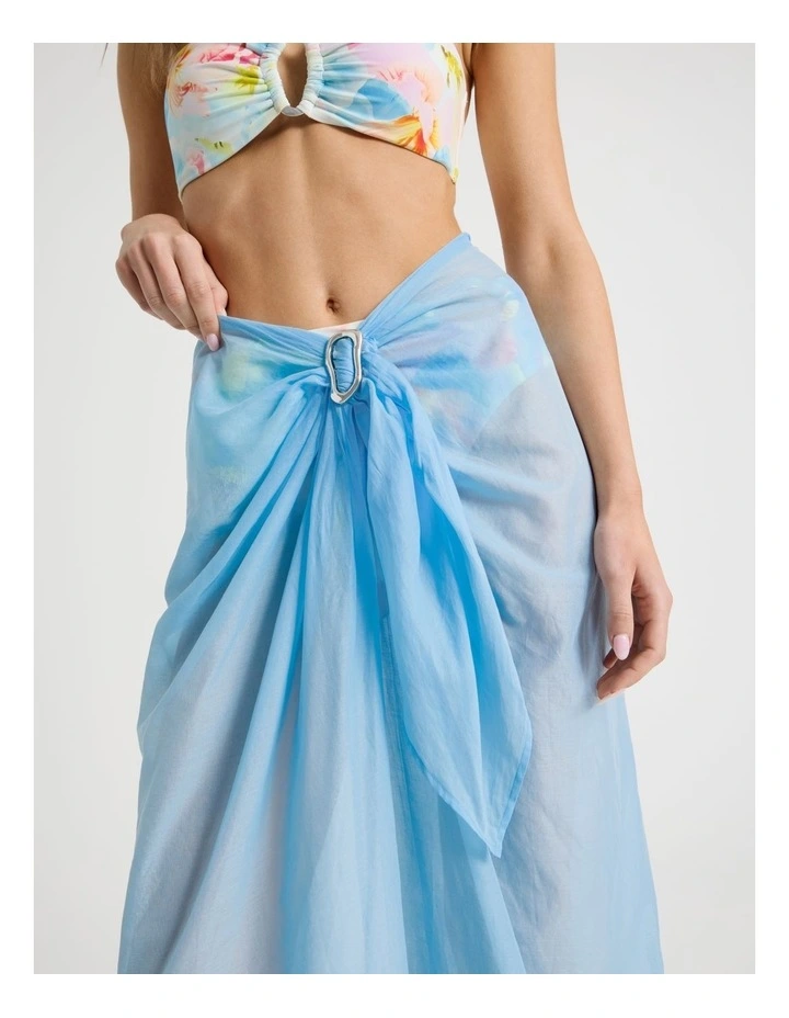 Genevieve Sheer Sarong in Blue image 4