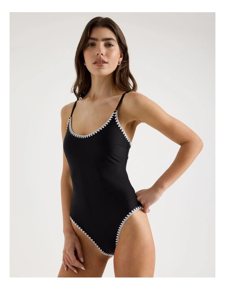 Bonnie Crochet Swimsuit in Black image 1