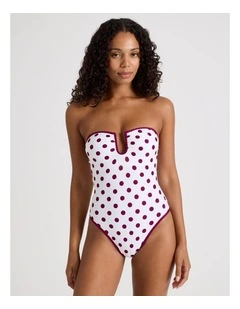 Leah Swimsuit in Cream/Wine Spot