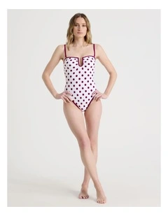 Leah Swimsuit in Cream/Wine Spot