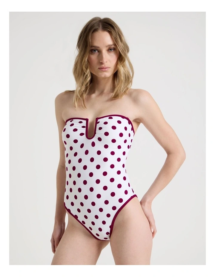 Leah Swimsuit in Cream/Wine Spot image 2