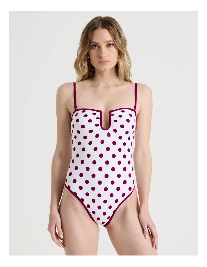 Leah Swimsuit in Cream/Wine Spot image 3