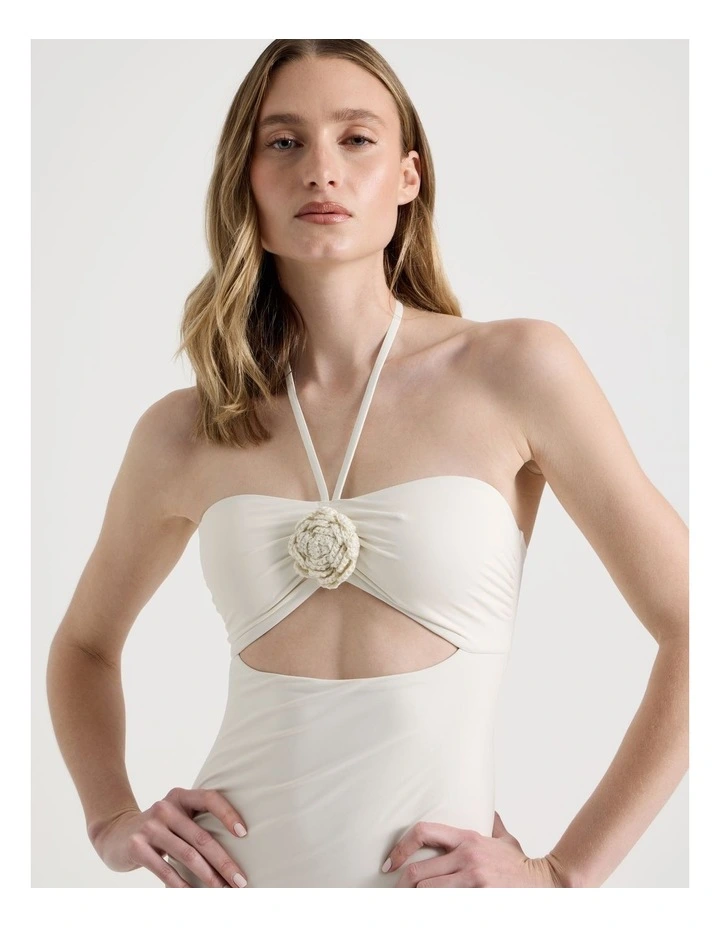 Theodora Flower Swimsuit in White Crochet Flower image 2