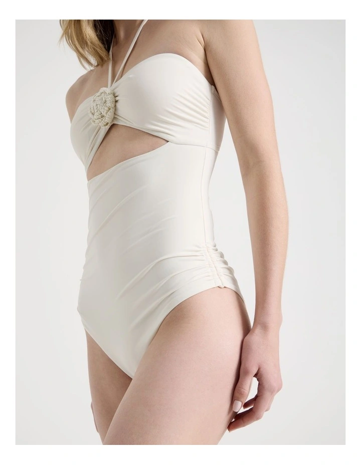 Theodora Flower Swimsuit in White Crochet Flower image 5