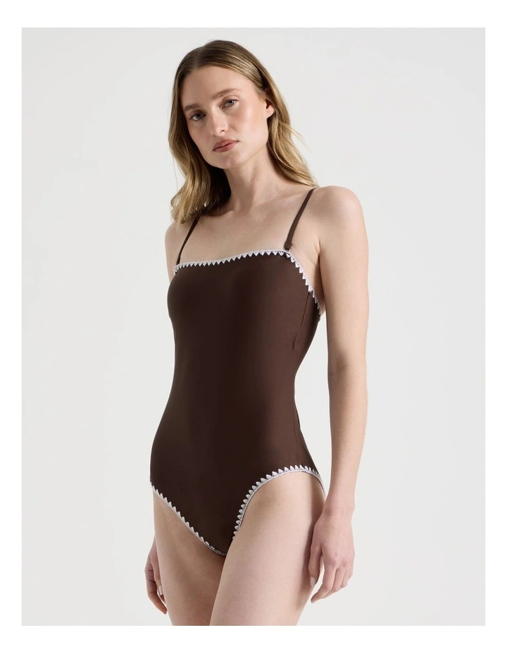 Bella Crochet Swimsuit in Chocolate image 1